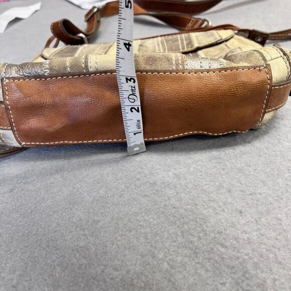 Fossil Leather Crossbody Bag MultiTexture Brown, Gray, Silver Vintage Classic - Picture 16 of 16